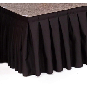 Ameristage Box-Pleat Stage Skirt, 10x22" Black (Overstock) portable stage skirting, velcro, hook and loop, 10x22, 10 x 22, 22 inch stage skirt, clearance, sale, black, overstock
