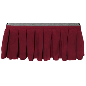Ameristage Box-Pleat Stage Skirt, 258" x 69" Burgundy (Overstock) portable stage skirting, velcro, hook and loop, 25.8 x 69, 69 x 25.8, 69 inch stage skirt, clearance, sale, burgundy, overstock