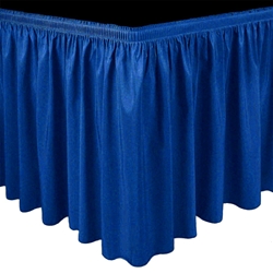 AmeriStage Shirred Polyester Stage Skirt - Custom Size stage skirting, custom stage skirt, platform skirt, platform skirting, shirred stage skirt, drape, shir