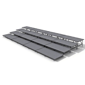 Staging 101 4-Tier Straight Seated Riser System - 32 Long (fits 64 Chairs) choral risers, chorus risers, choir risers, standing risers, seated risers, band risers, school risers, choir stage risers