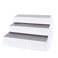 Ameristage Box-Pleat Polyester Step Skirts for IntelliStage 4'W Stage Steps, 8"H, 16"H & 24" White (Overstock)
