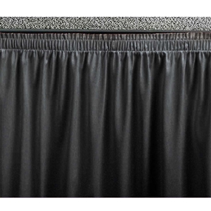 Ameristage Shirred Stage Skirt, 8x24" Black (Overstock) portable stage skirting, velcro, hook and loop, 8x24, 8 x 24, 24 inch stage skirt, clearance, sale, black, overstock