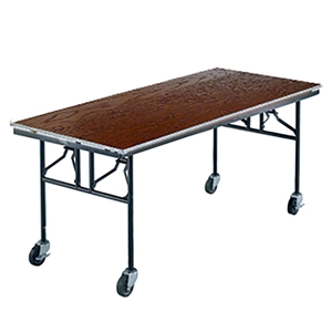 Midwest Folding 30"x96" Mobile Utility Table, Stained Plywood midwest folding, e series, rectangle, 96x30, 30x96, 30x96x30, mobile table, mobile utility table