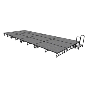 Midwest Folding 12x32 Dual-Height TransFold Stage with Step, 16"-24"H portable staging, midwest folding, 32x12, 32 x 12, 12x32, 12 x 32, height adjustable, dual height, transfold, transfold stage, quick ship