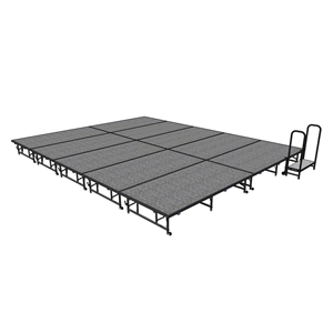 Midwest Folding 16x20 Dual-Height TransFold Stage with Step, 16"-24"H portable staging, midwest folding, 16x20, 16 x 20, 20x16, 20 x 16, height adjustable, dual height, transfold, transfold stage, quick ship
