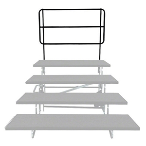 Midwest Folding TransFold Back Guard Rail for 4-Tier 72" Reverse Tapered Standing Choral Riser portable staging, midwest folding, transfold, guard rail, 54x42, rear rail, back guard rail, choral riser, chorus riser, choral riser guard rail, reverse