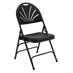 National Public Seating 1110 Deluxe Fan Back Folding Chair, Black (Pack of 4) folding chairs, 1100 series, plastic chairs, lightweight, polyfold