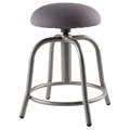 National Public Seating 18"-25" Height Adjustable Designer Swivel Stool, 3" Fabric Padded Charcoal Seat/Grey Frame
