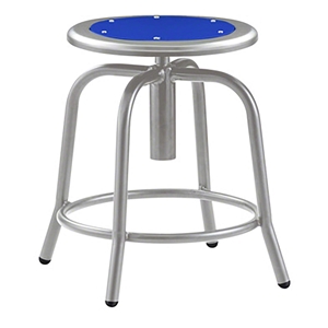 National Public Seating 18"-24" Height Adjustable Swivel Stool, Persian Blue Seat/Grey Frame art stool, science lab stool, 6800 series, round stool, steel seat, color seat, adjustable height, swivel stool