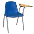 National Public Seating 8125/TA81L Blue Poly Shell Stacking Chair w/ Left Tablet-Arm