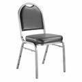 National Public Seating 9210-SV Premium Vinyl Stack Chair, Panther Black/Silvervein