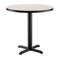 National Public Seating Cafe Table with X Base, 42" Round with HPL Top, 30" High (Particleboard Core/T-Mold)