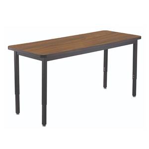 National Public Seating 30"x72" Heavy-Duty Adjustable Height Steel Table, HPL Top height adjustable table, table with casters, 30x72, 30 x 72, 30x72 table, rectangular utility table, height adjustable utility table, HDT3-3072HOK, HDT3-3072HWT, HDT3-3072HCH, HDT3-3072HGY, HDT3-3072HOKC, HDT3-3072HWTC, HDT3-3072HCHC, HDT3-3072HGYC