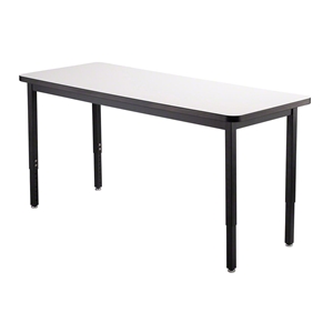 National Public Seating 24"x72" Heavy-Duty Adjustable Height Steel Table, Whiteboard Top HDT3-2472W, HDT3-2472WC, height adjustable table, table with casters, 24x72, 24 x 72, 24x72 table, rectangular utility table, height adjustable utility table