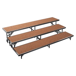 National Public Seating RS3LHB 3-Level 8 Straight Standing Choral Riser, Hardboard choral risers, band risers, school risers, straight risers, choir stage risers, standing riser, 3 tier, 3 level