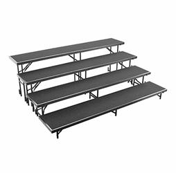 National Public Seating RS4LC 4-Level 8 Straight Standing Choral Riser, Carpet choral risers, band risers, school risers, straight risers, choir stage risers, standing riser, 4 tier, 4 level