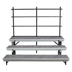 National Public Seating TransPort 3-Level Straight Choral Riser and Guard Rail Bundle standing risers, band risers, school risers, straight risers, wedge risers, angled risers, transport risers, trans port risers, choir stage risers