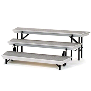 National Public Seating TPR72 TransPort 3-Level Tapered Choral Riser choral risers, band risers, school risers, tapered risers, wedge risers, angled risers, transport risers, trans port risers, choir stage risers, gray