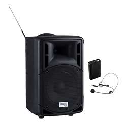 Oklahoma Sound 40-Watt PA System w/Wireless Headset Mic pa system, wireless pa system, wireless microphone, wireless headset microphone, PA microphone, PRA-8000