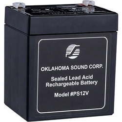 Oklahoma Sound PS12V Power Sonic 12-Volt 5-Amp Rechargeable Battery wired microphone, standard mics, wired lapel microphone, lectern microphone, unidirectional microphone, tie clip microphone, rechargeable battery, lectern battery, power amp battery, 12 volt battery