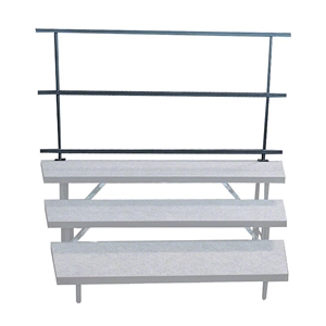 Staging 101 Rear 6 Guard Rail for Wedged 3-Tier Choral Risers (24" high) guardrails, guard rails, rear guard rails, safety rail, 24" high, 24", wedged, wedge riser, choral, chorus, standing riser, tapered