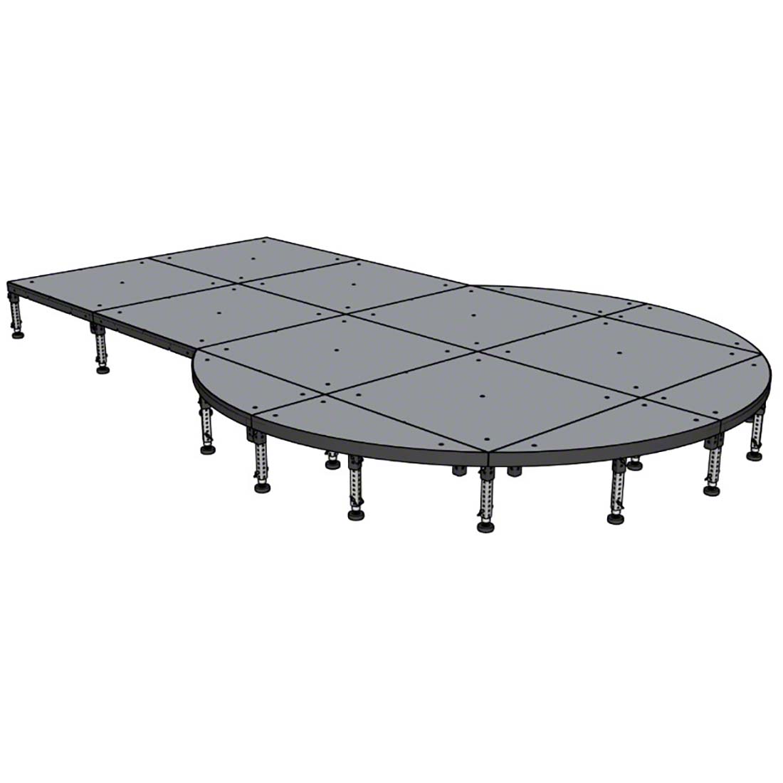Biljax ST8100 11'x17.6' Portable Stage Kit, Mushroom Shape BJX-ST-11X18-MSH