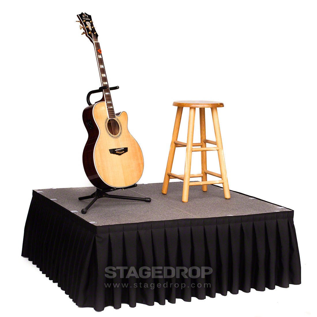 Ameristage 8' Box-Pleat IFR Stage Skirt for 16" Height Stage (8'x16") - AMSK8X16Black