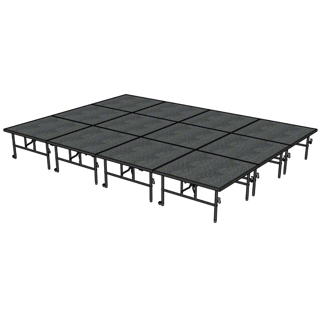 Midwest Folding TransFold 12'x16' Dual-Height Portable Stage Kit, 24"-32" High (4'x4' Units)
