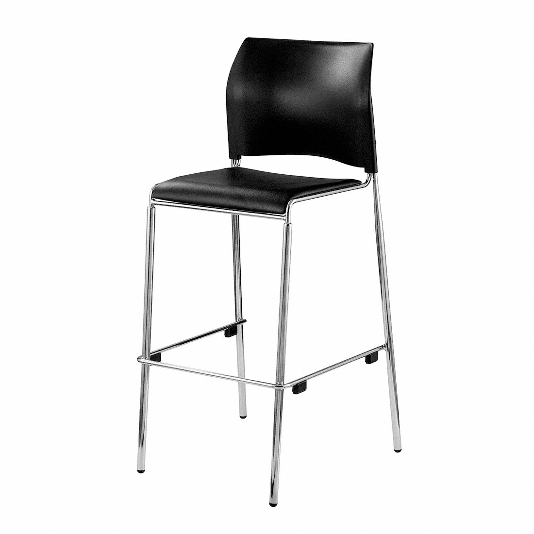 National Public Seating 8710B Cafetorium Bar Stool, Plush Vinyl Seat, Black
