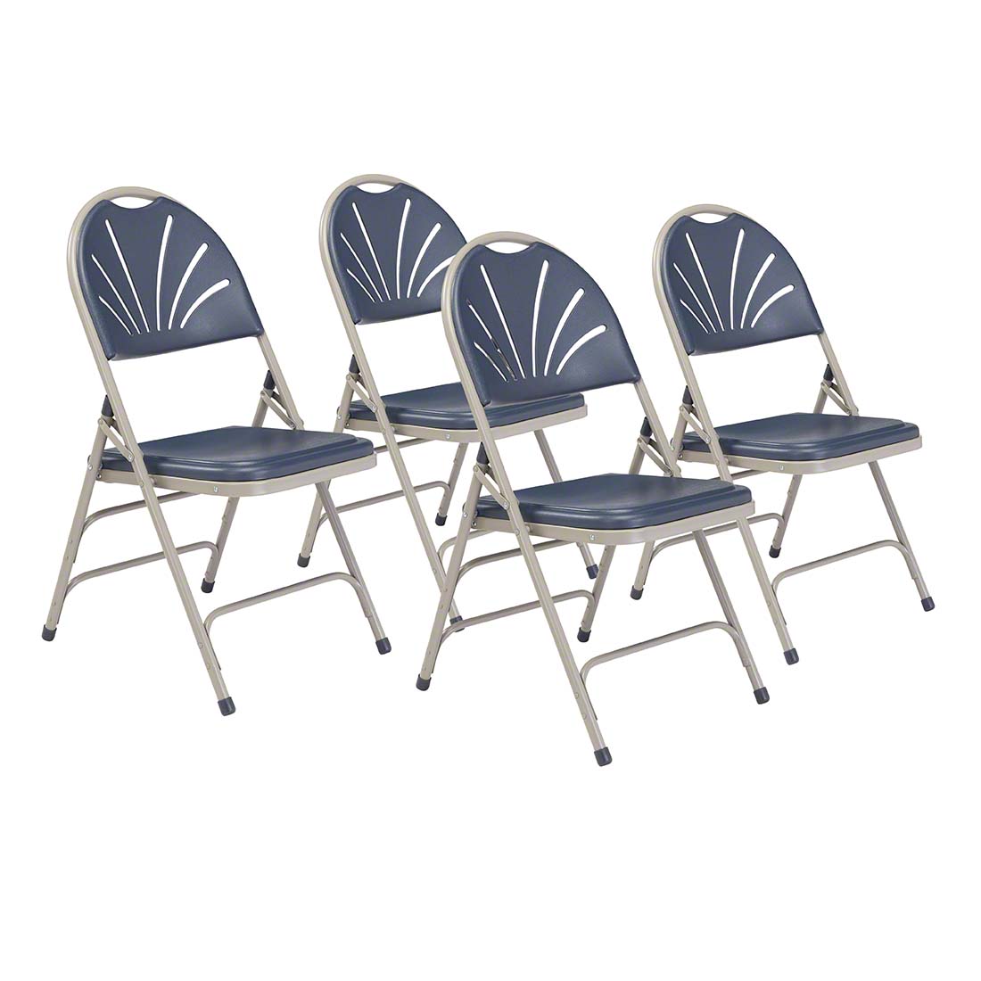 National Public Seating 1115 Deluxe Fan Back Triple-Brace Folding Chair, Dark Blue (4-pack)