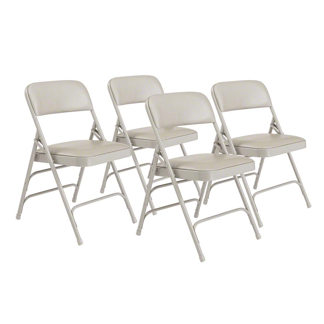 National Public Seating 1302 Vinyl Upholstered Premium Folding Chair, Warm Grey (4-pack)