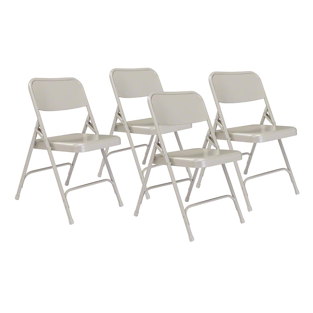 National Public Seating 202 Premium All-Steel Double-Hinge Folding Chair, Grey (4-pack)