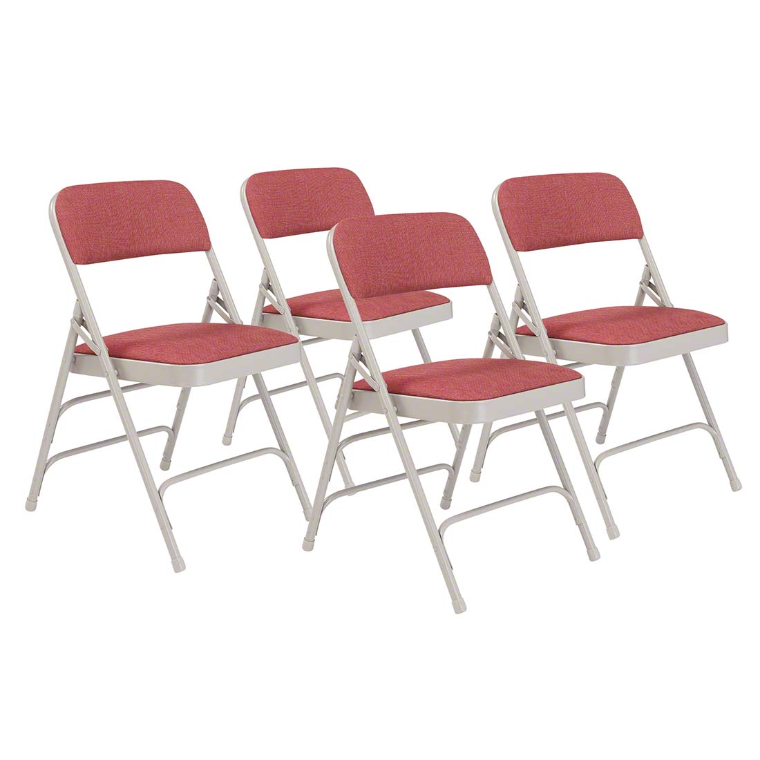 National Public Seating 2308 Fabric Premium Triple Brace Folding Chair, Majestic Cabernet (4-pack)