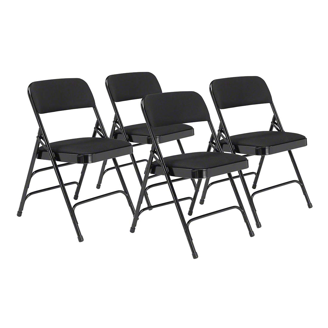 National Public Seating 2310 Fabric Premium Triple Brace Folding Chair, Midnight Black (4-pack)