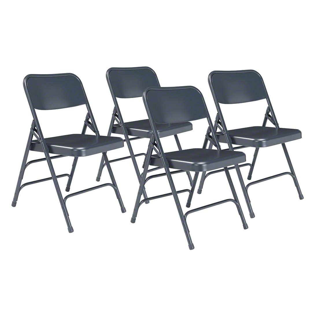 National Public Seating 304 Deluxe All-Steel Triple-Brace Folding Chair, Char-Blue (4-pack)