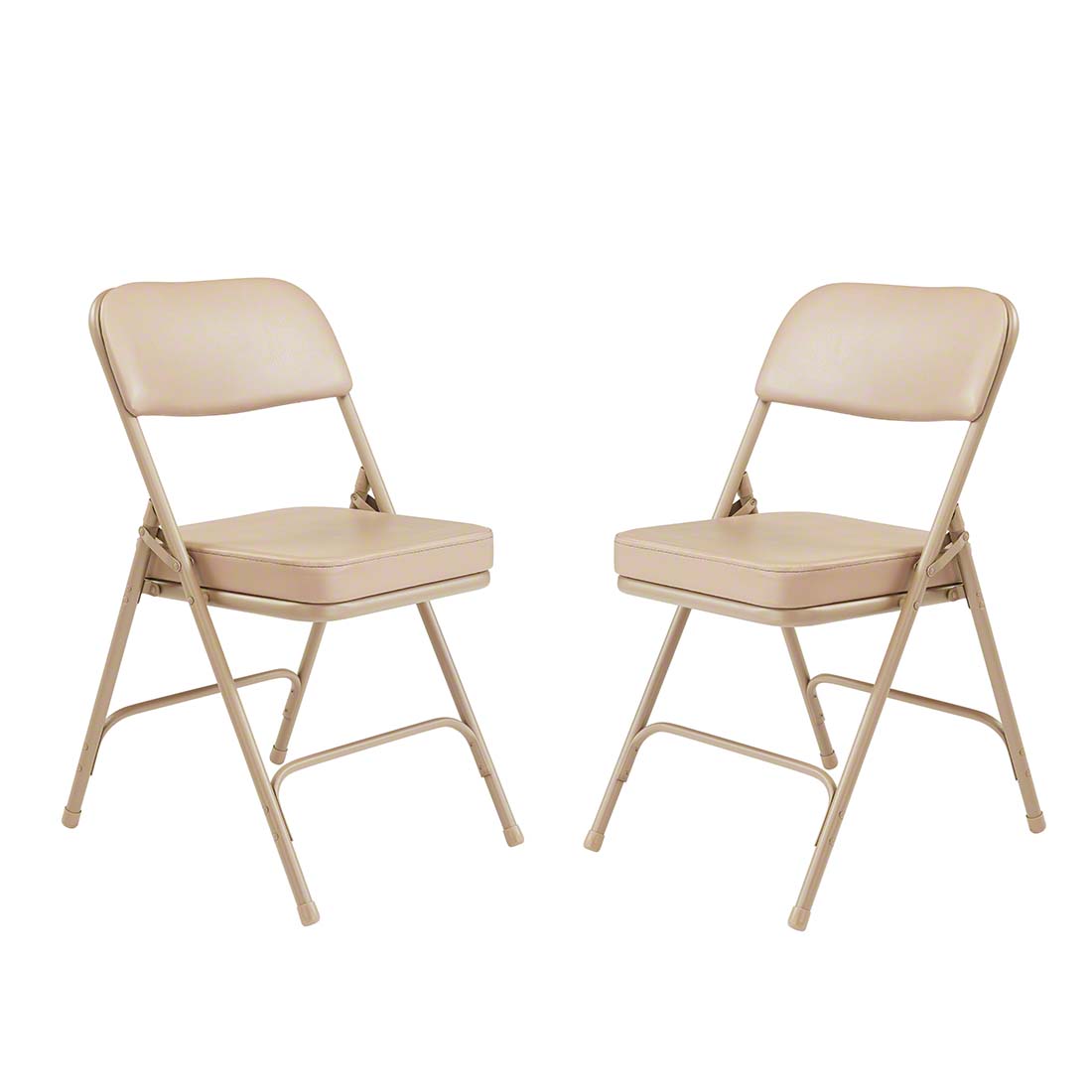 National Public Seating 3201 Premium 2" Vinyl Upholstered Folding Chair, French Beige (2-pack)