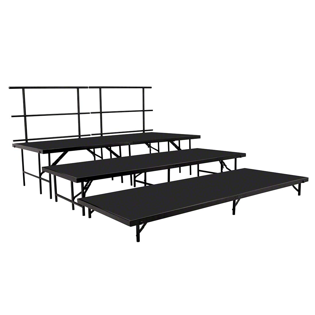 NPS® SST483LP 3-Level Seated Riser Straight Stage, Polydeck @ StageDrop