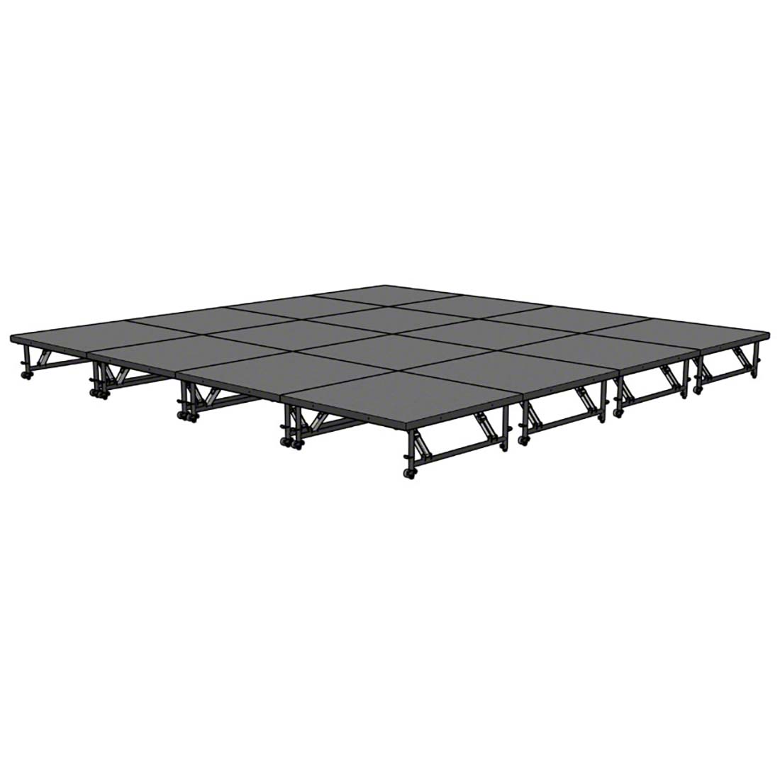 Staging 101 16'x16' Portable Stage with Wheels, 16"-24" High (4'x4' Units) 