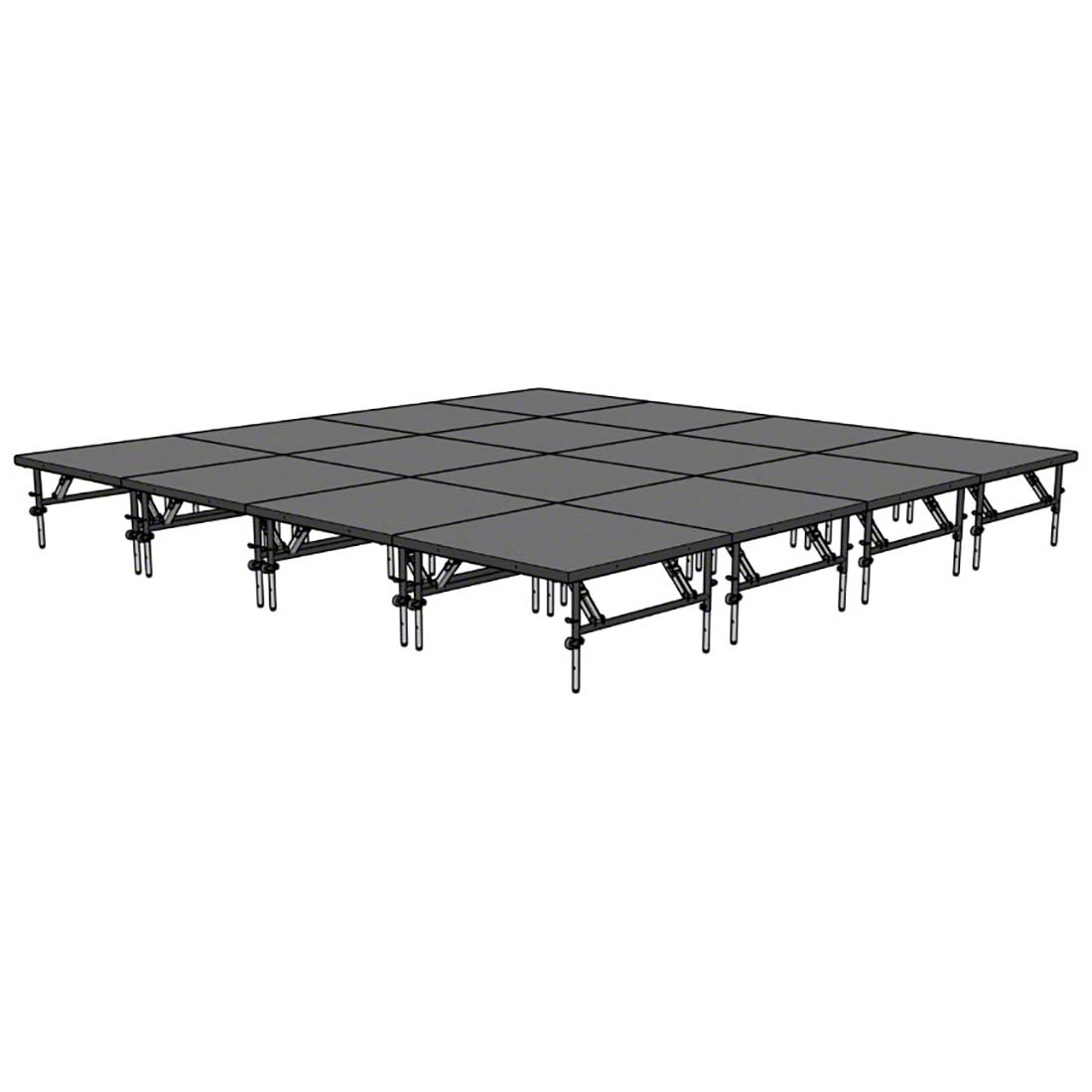 Staging 101 16'x16' Portable Stage with Wheels, 24"-32" High (4'x4' Units)