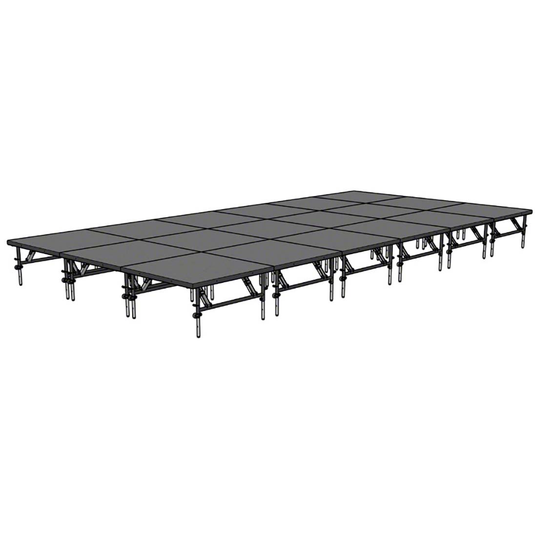 Staging 101 12'x24' Portable Stage with Wheels, 24"-32" High (4'x4' Units)