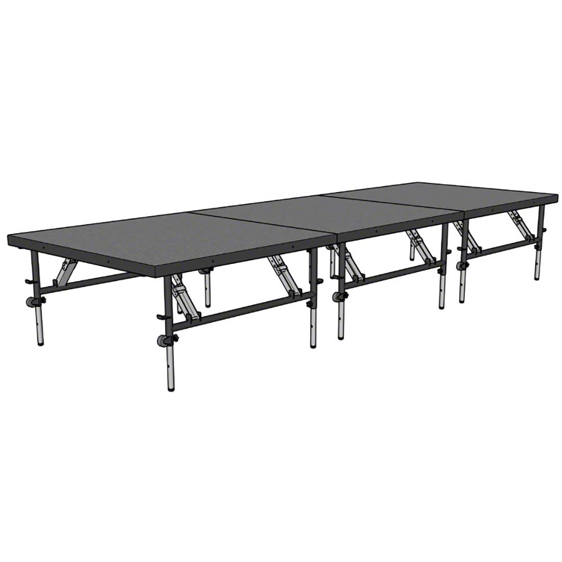 Staging 101 4'x12' Portable Stage with Wheels, 24"-32" High (4'x4' Units)