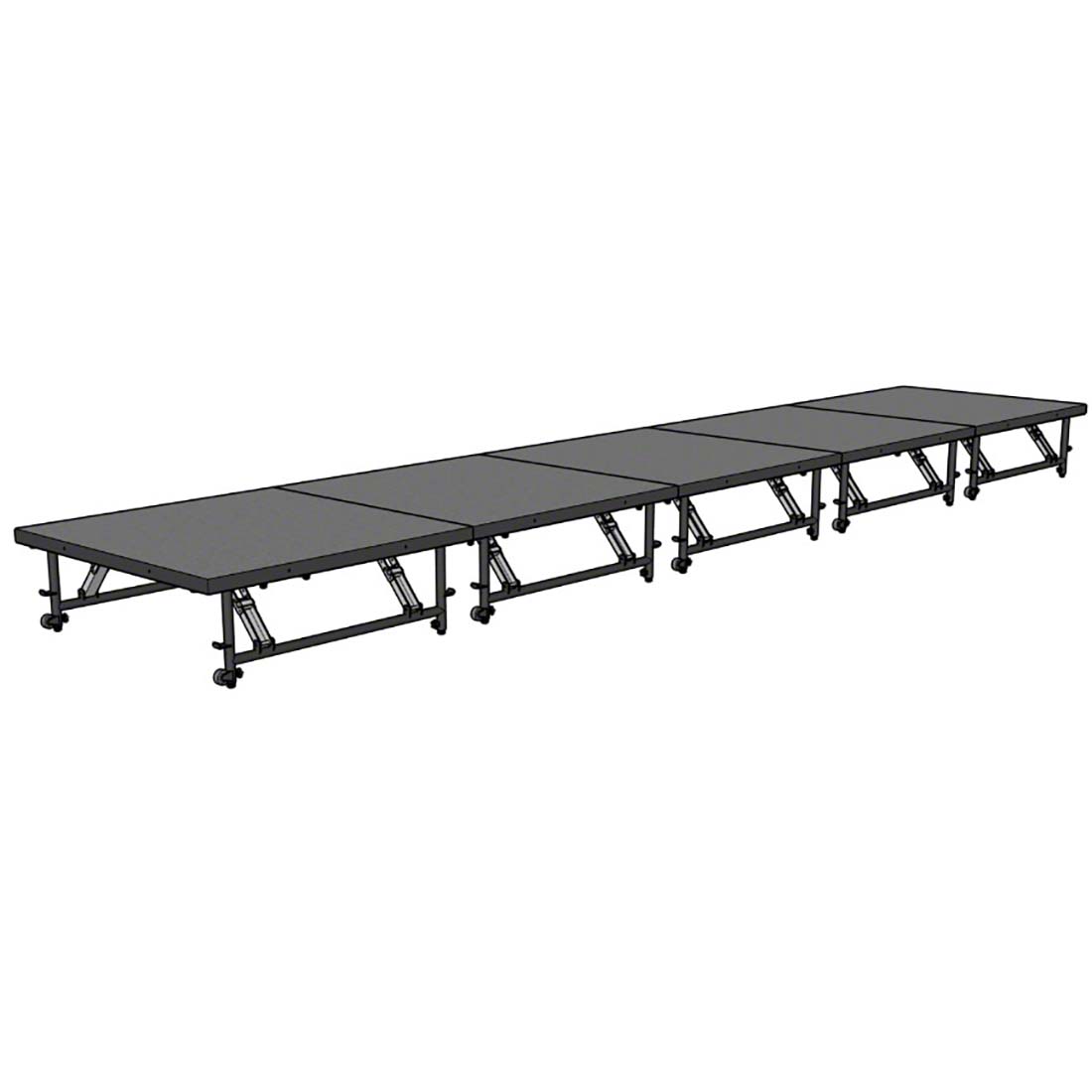 Staging 101 4'x20' Portable Stage with Wheels, 16"-24" High (4'x4' Units)