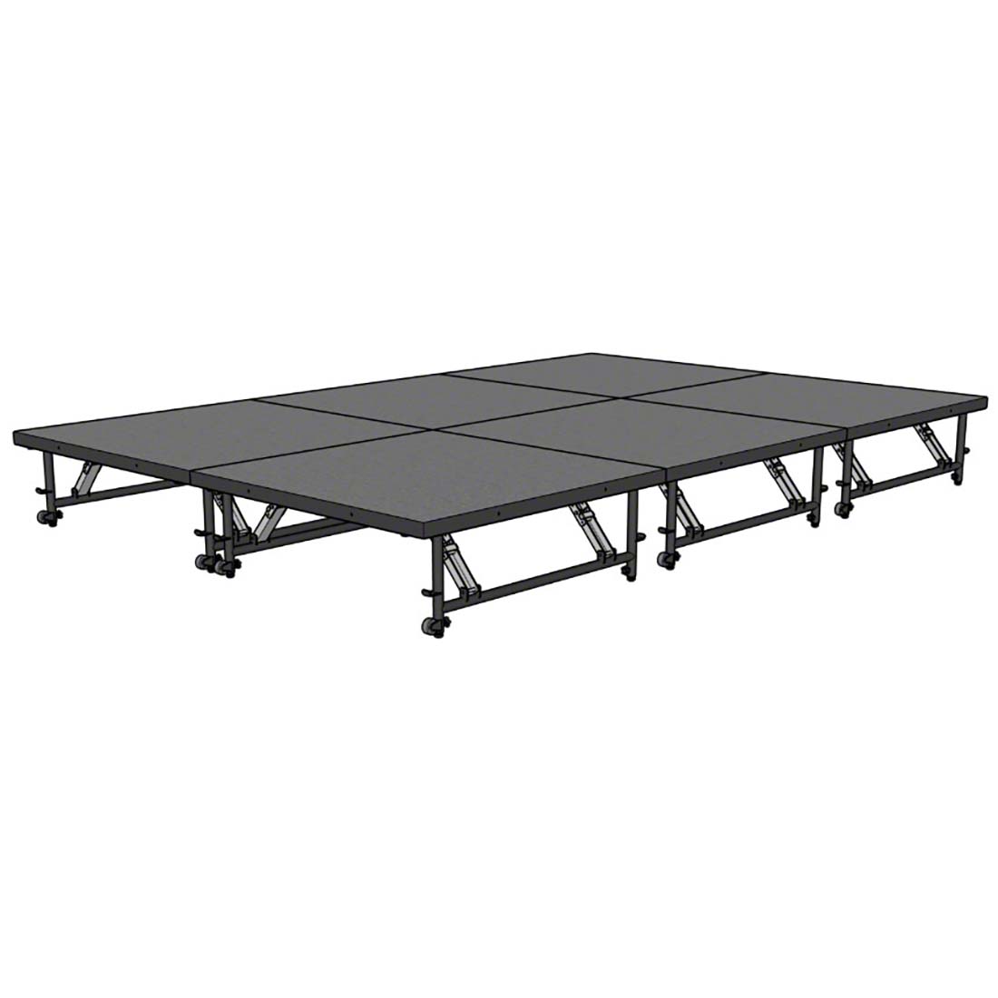 Staging 101 8'x12' Portable Stage with Wheels, 16"-24" High (4'x4' Units)