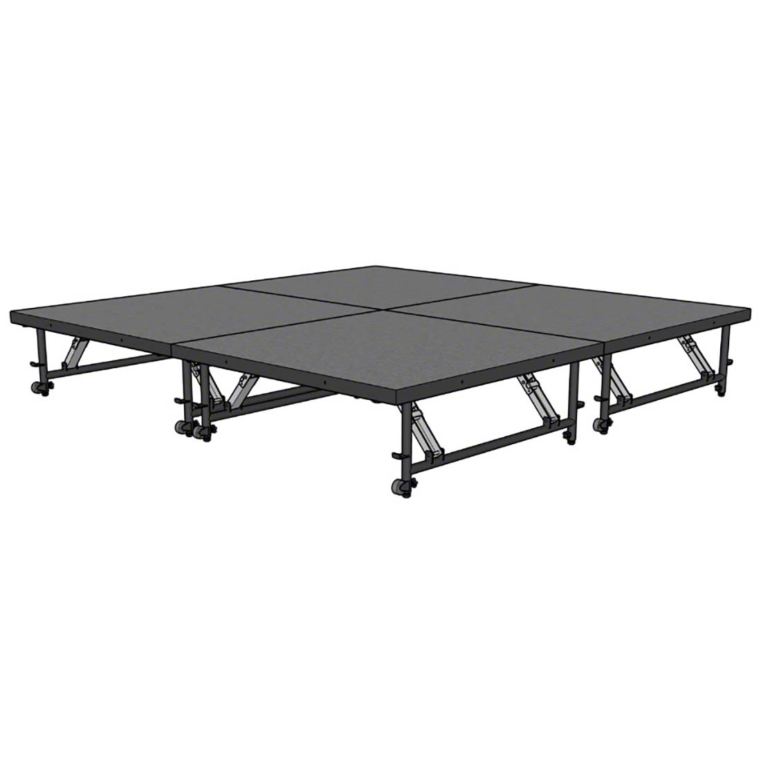 Staging 101 8'x8' Portable Stage with Wheels, 16"-24" High (4'x4' Units)