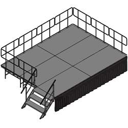 TotalPackage™ Dual-Height Portable Stage Kit, 12x16 12x16, 16x12, staging, stairs, steps, skirting, skirts, dual height, adjustable height