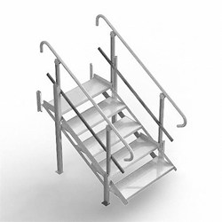 Modular XP Aluminum 5-Step Stair with Hand Rails building ramp, wheelchair ramp, modular ramp, ada ramp, ada, ibs, osha, 5 step stair, stairs, stair with handrail
