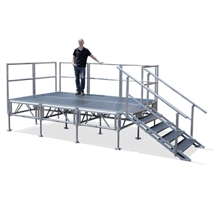 TotalPackage™ 8x12 Outdoor Portable Stage Kit, Weatherproof Aluminum 8x12, 12x8, folding stage, cart, storage, portable stage kit, adjustable height, total package
