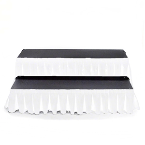 Ameristage Box-Pleat Polyester Step Skirts for IntelliStage 3W Stage Steps, 8"H & 16"H White (Overstock) velcro, hook and loop skirting, express deck skirt, intellistage skirt