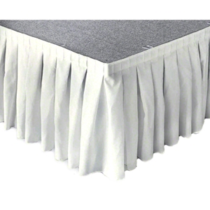Ameristage Box-Pleat Stage Skirt, 20x24" Ivory (Overstock)  portable stage skirting, velcro, hook and loop, 20x24, 20 x 24, 24 inch stage skirt, clearance, sale, ivory, overstock