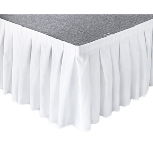 Ameristage Box-Pleat Stage Skirt, 8x25" White (Overstock) portable stage skirting, velcro, hook and loop, 8x25, 8 x 25, 25 inch stage skirt, clearance, sale, white, overstock